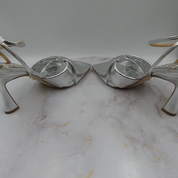 Badgley Mischka Dress Shoes Silver Brinlee II Sillea Heels Sandals - Picture 14 of 15
